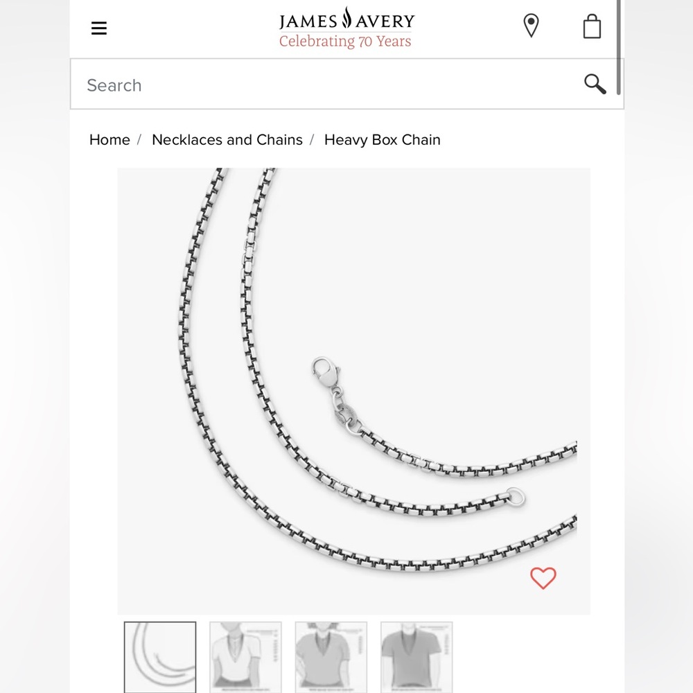 James Avery Heavy Box Chain 22 inches